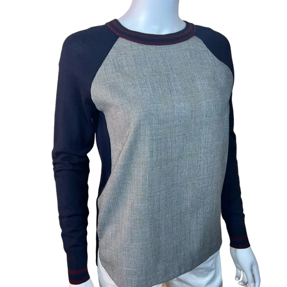 J. Crew Glen Plaid Front Panel Merino Wool Sweater - Image 3