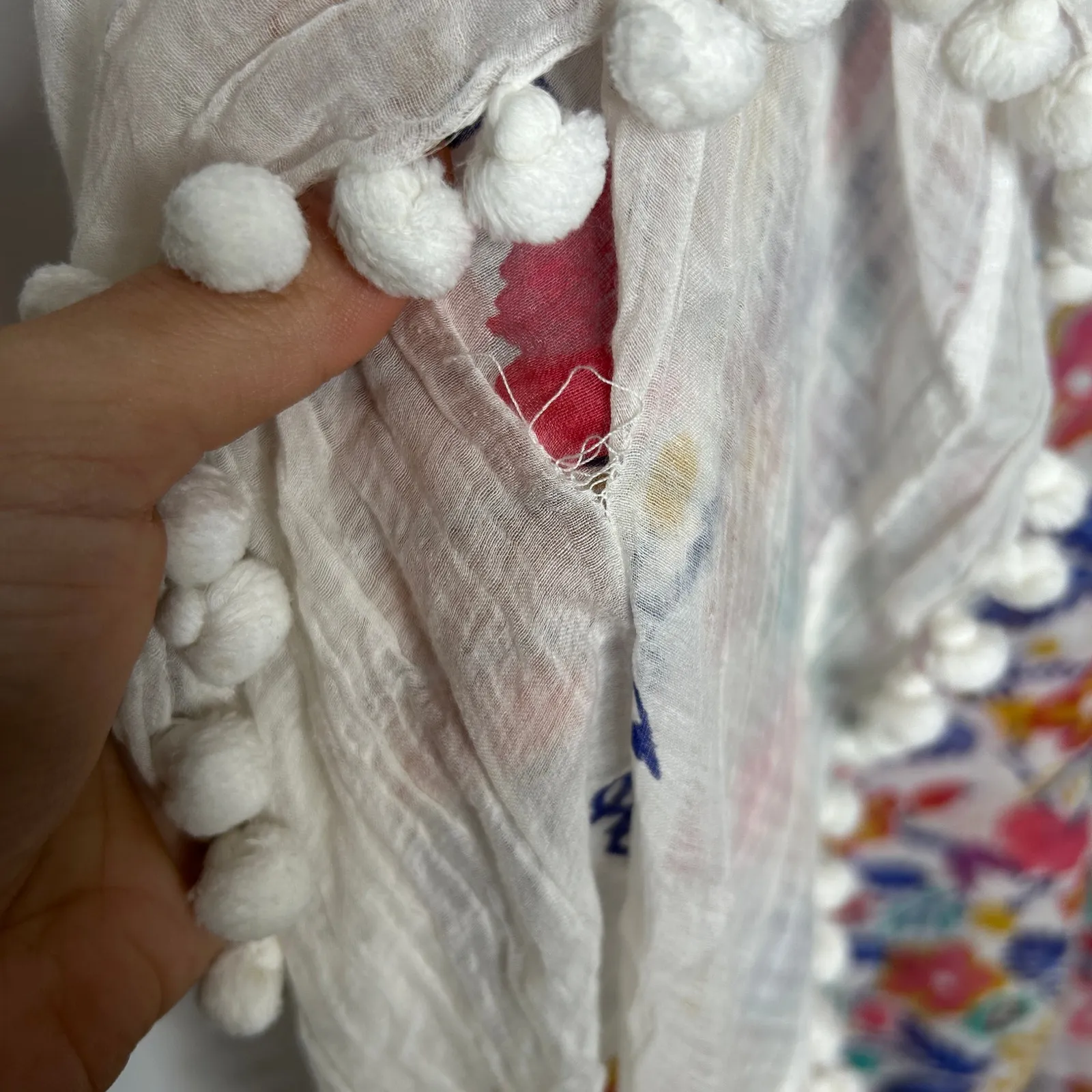 ROLLER RABBIT Swim Coverup Kaftan Womens Size XS Floral Pom Pom Boho Vacation - Image 5