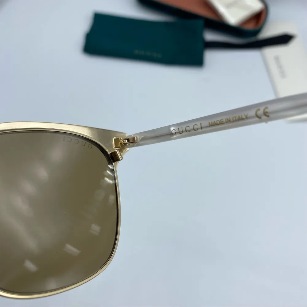 GUCCI Endura Gold 55mm Clubmaster Cat Eye Sunglasses NEW - Image 7