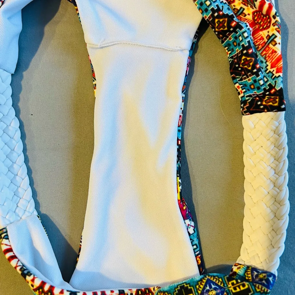 Boho Chic Tribal Print Padded Push Up Brazilian Low rise Bikini Set Size Medium - Image 6