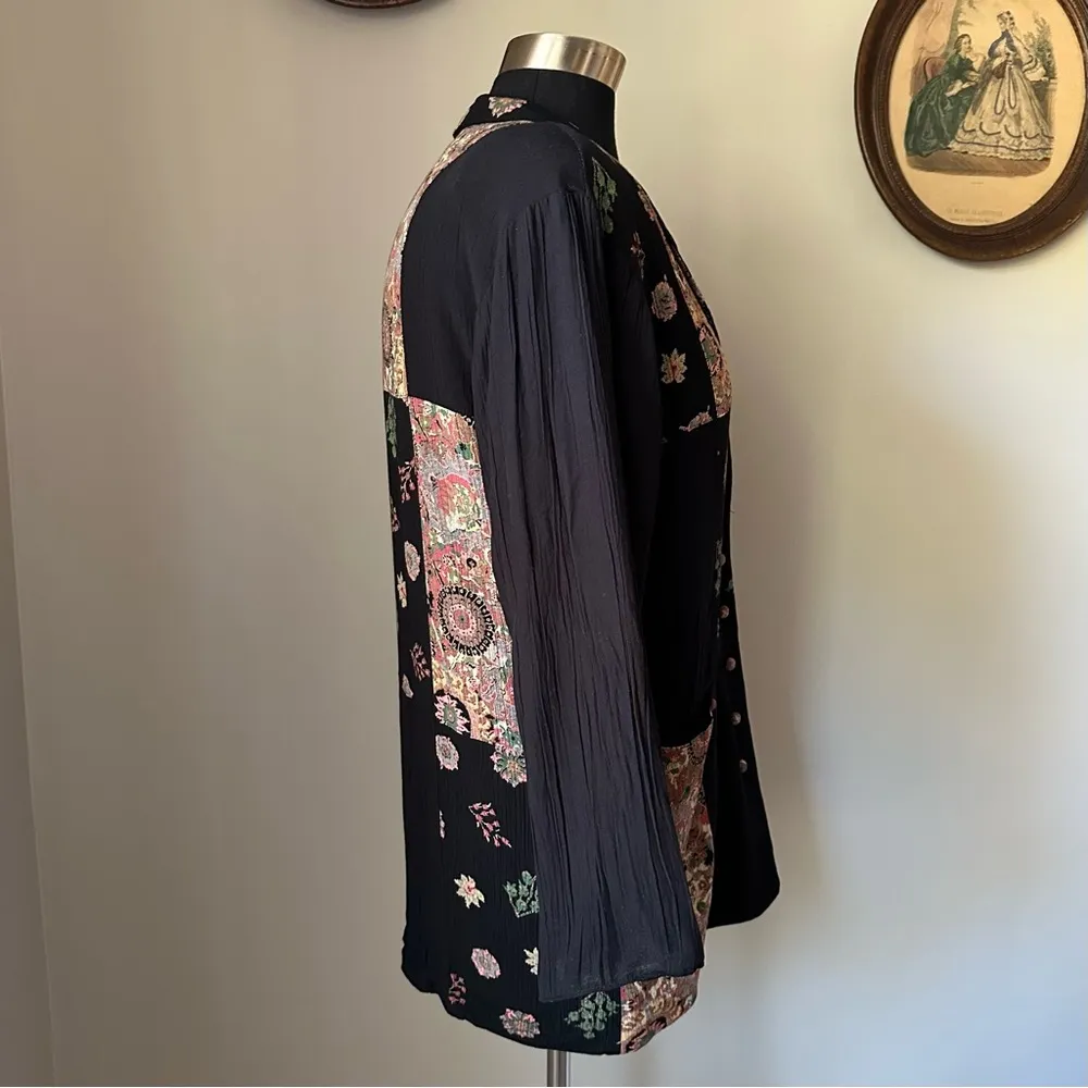 Vintage 1980s crepe patchwork jacket - Image 4