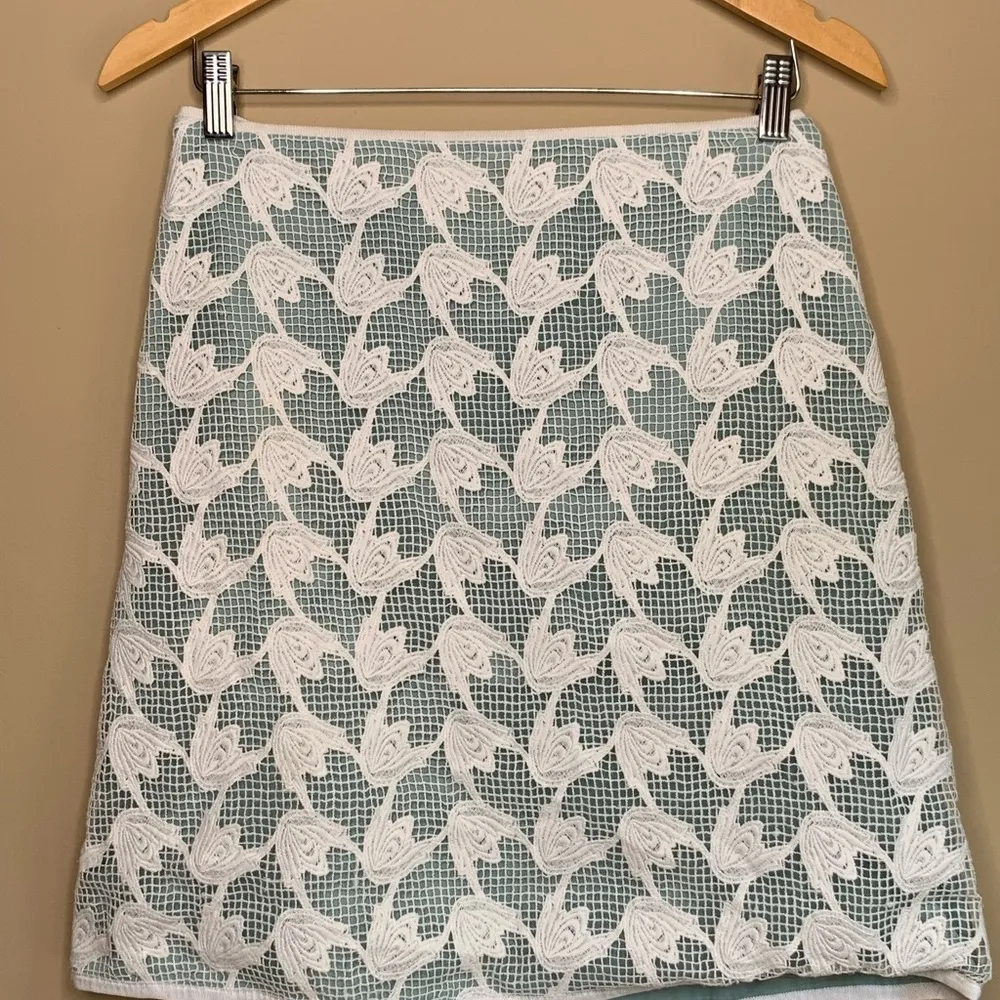 Tory Burch Mint Lace Overlay Skirt Size 4 - Image 5