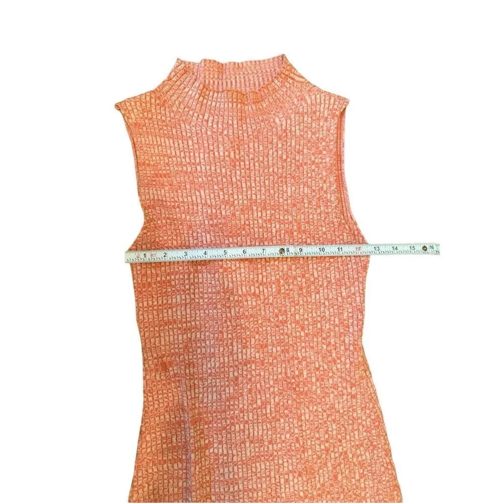 Anthropologie Daily Practice Mock Neck Ribbed Knit Midi Dress Sz XS Orange coral - Image 7