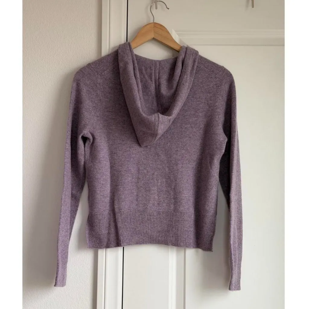 Naadam Signature Cashmere Cropped Zip Up Hoodie in Lavender, Size Small - Image 10