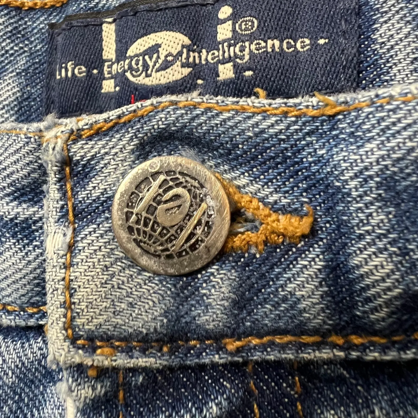 Vintage Y2K Lei Jeans Cropped Embellished Denim Jeans Floral Patchwork Size 9 Blue - Image 6