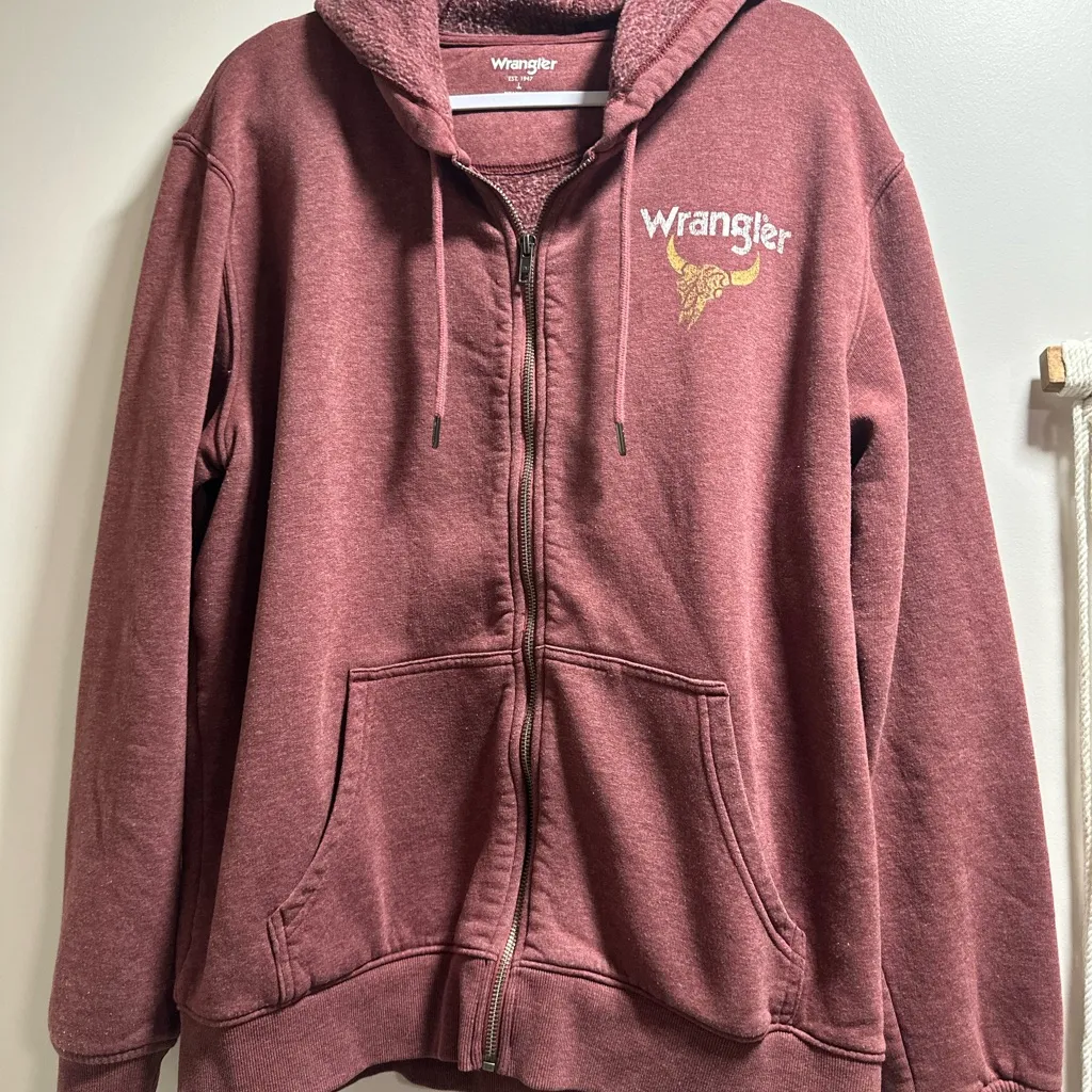 Wrangler Maroon Hoodie with Gold Logo - Image 5