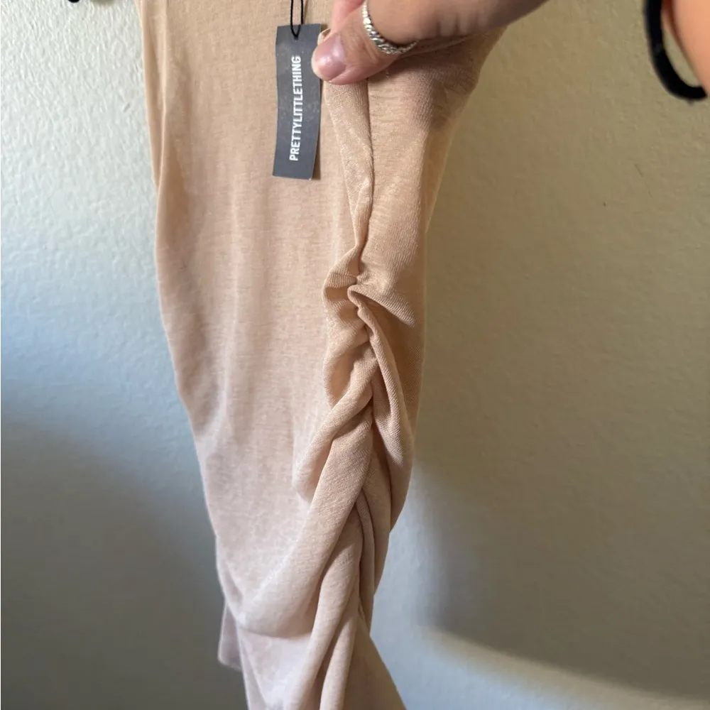 NWT Pretty Little Thing Stone Ruched Mesh Top Size US 6 - Image 2