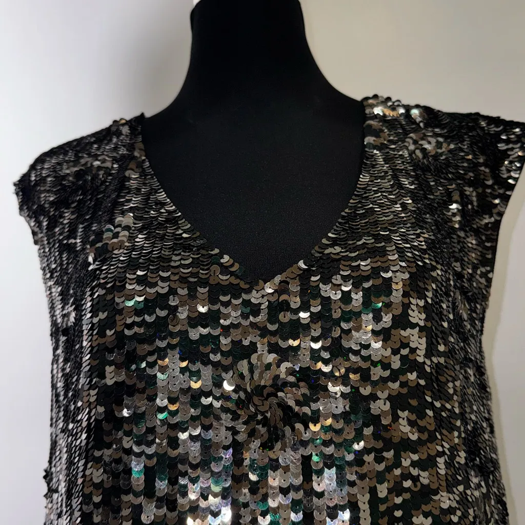 French Connection Sparkling Black Sequin Mini Dress - Image 5