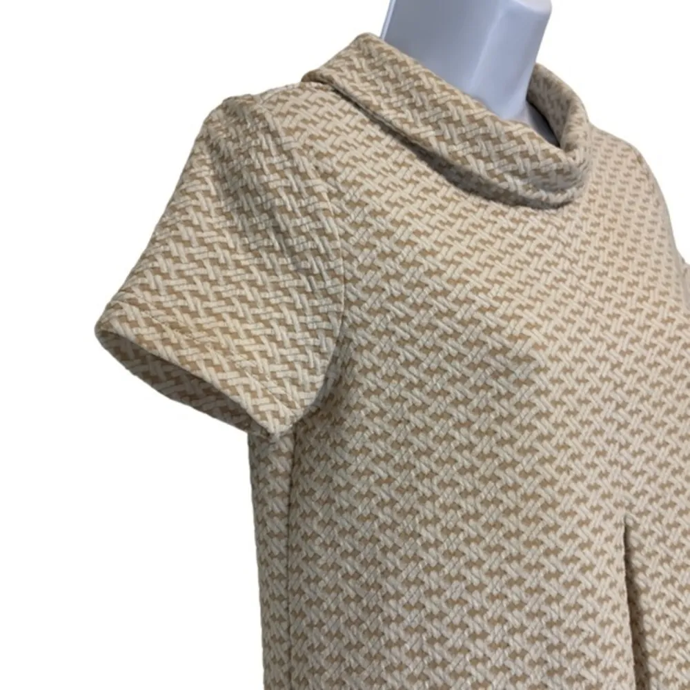 Tyler Boe XS Kim Cowl Neck beige White Geometric 3/4 Sleeve Pocket Dress‎ - Image 6