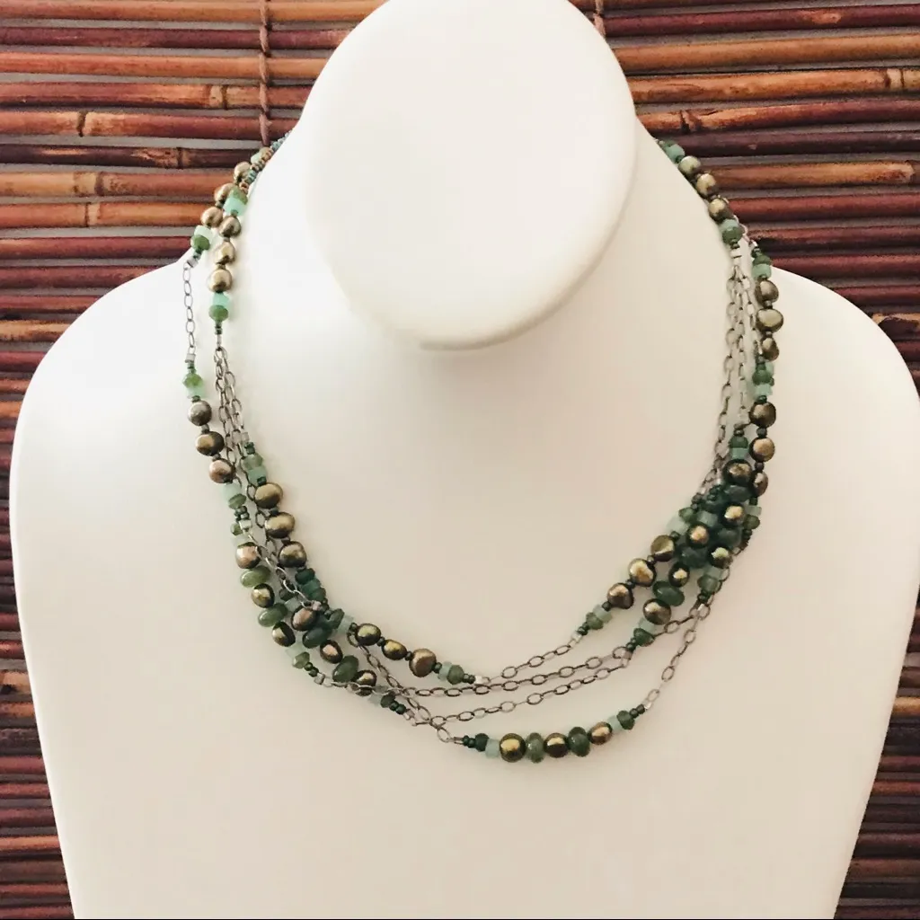 Silpada  Multi strand Green Beaded Necklace. 17” - 19” - Image 2
