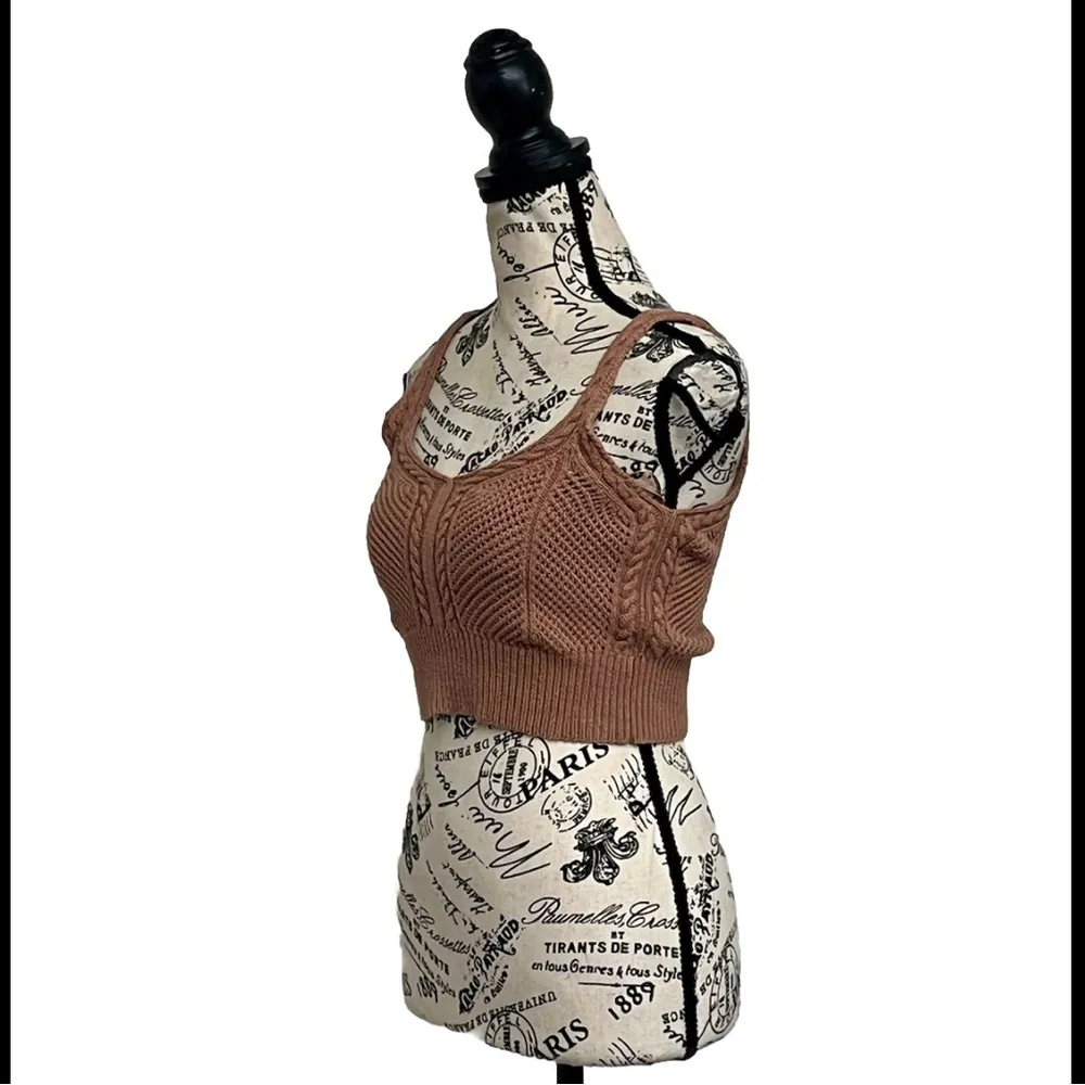 Pacsun Me To We Tan Crochet Knit Crop Top Boho Beachy Cruise Normcore Balletcore - Image 2