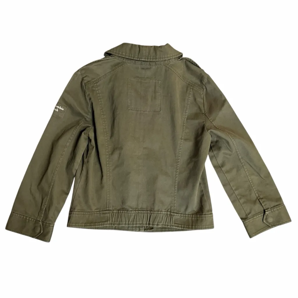 Abercrombie and Fitch Cropped Y2K Military Style Green Jacket Size Large - Image 3