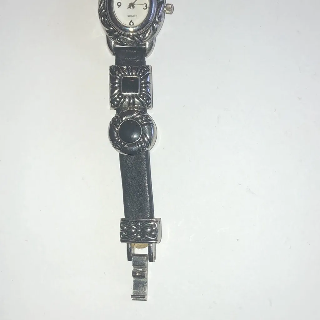 Infinity Silver Tone & Black Boho Band Watch Wristwatch NEW BATTERY - Image 5