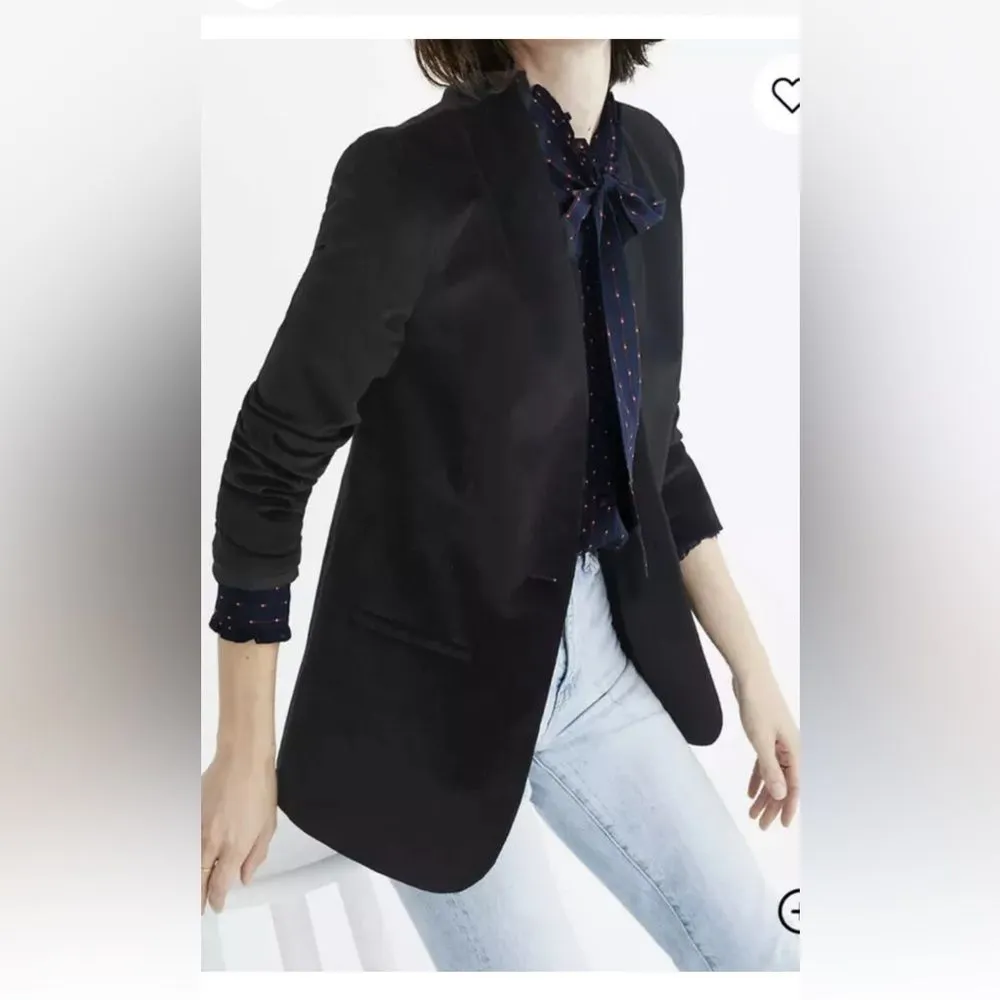 New Madewell‎ Crushed Velvet Blazer Black F7910 $158 - size 8 - Image 2
