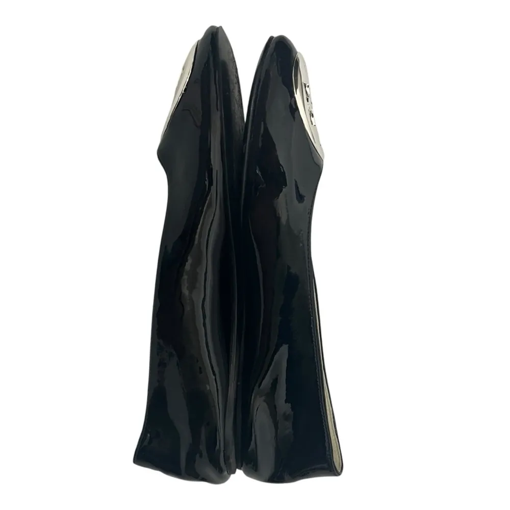 Tory Burch Reva Black Patent Ballet Flats Size 7M Logo Coin Shoes - Image 8