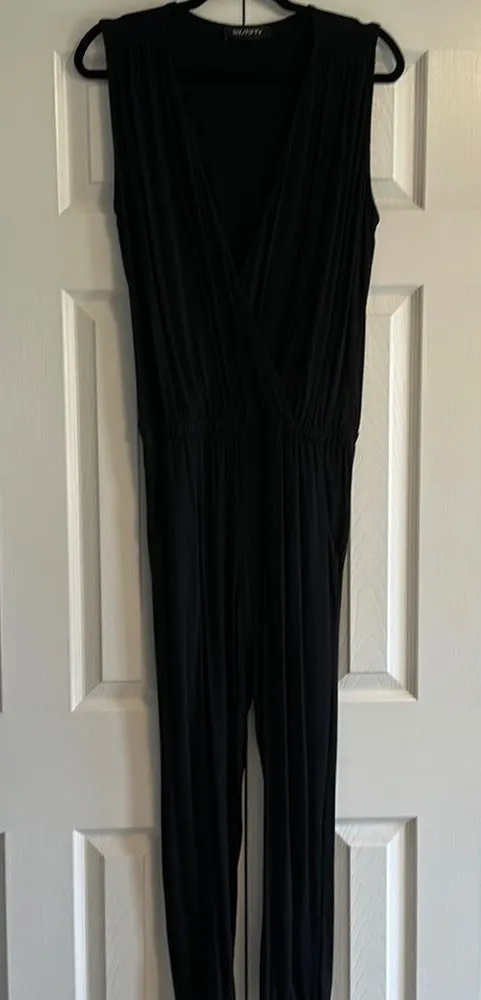Six Fifty Women’s Black Fitted Tank Pants Jumpsuit Black Size M - Image 1