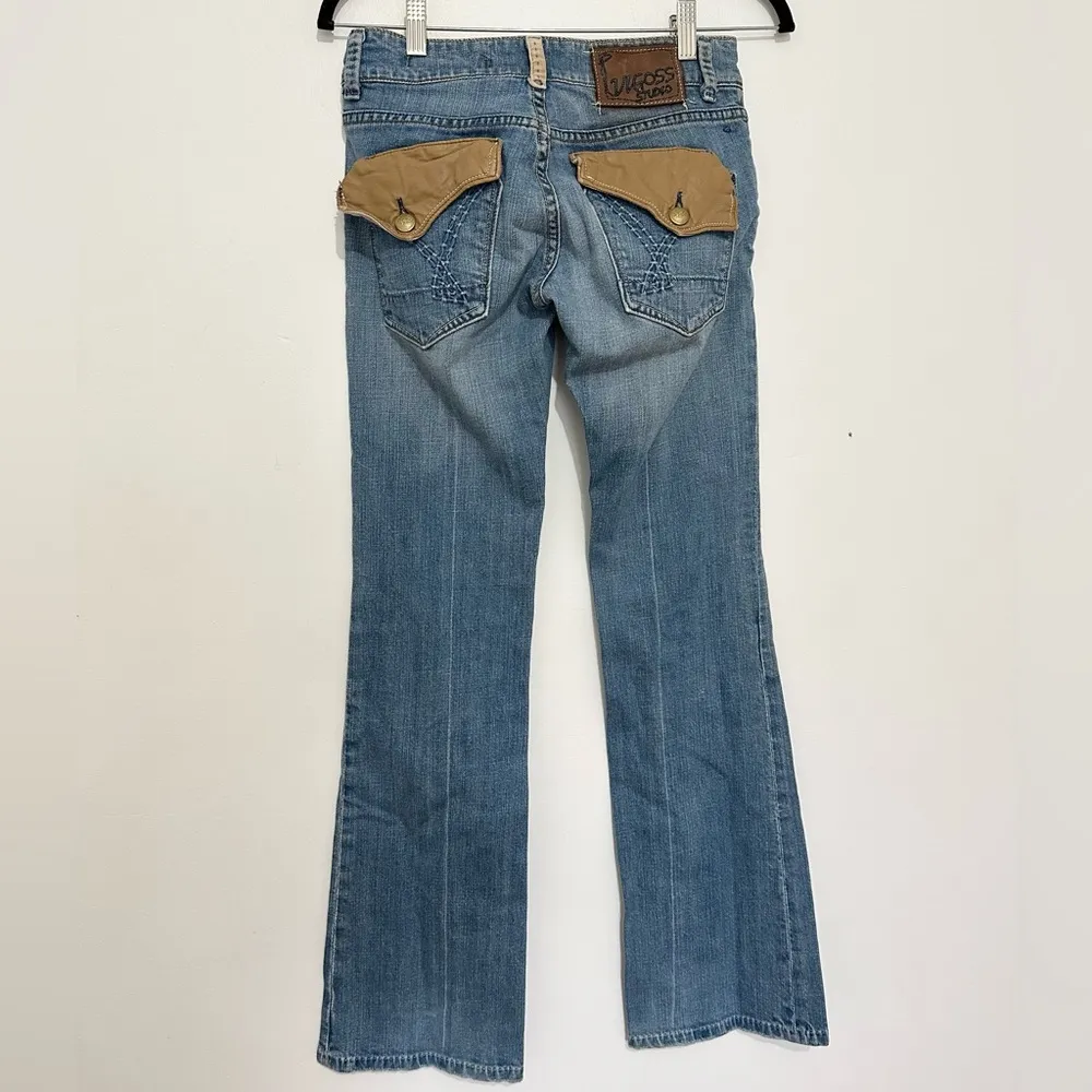 Vigoss Womens 27 Denim Jeans Distressed Leather Rivet Flap - Image 4