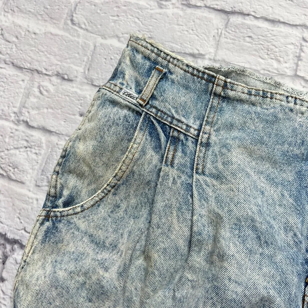 Vintage 80s 90s Chic High Waist Mom Jeans Acid Wash Petite Size 22 WP Pleated Blue - Image 8