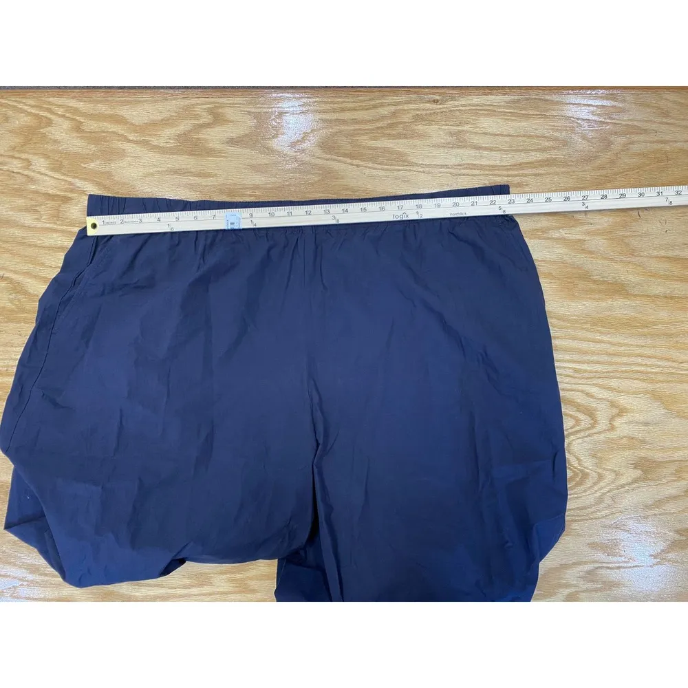 Eileen Fisher Wide-Leg Poplin Ankle Pants Women's 3X Nocturne Elastic Waist A35 - Image 3