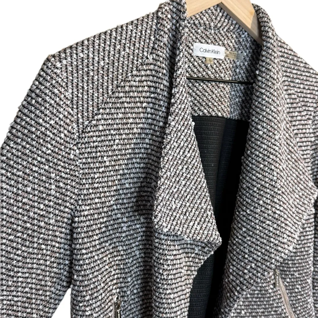 Calvin Klein Women's Sz Small Tweed Blazer Open Front Pockets - Image 3
