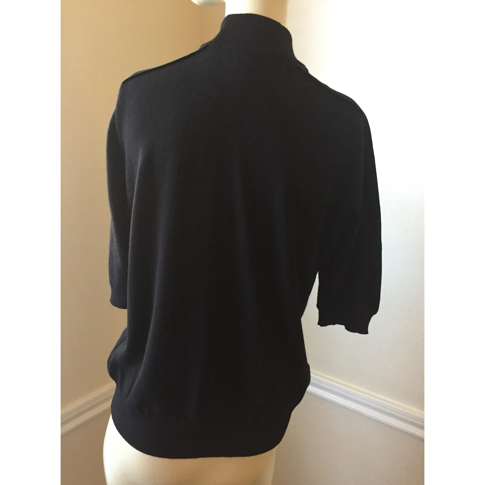 #24 Women's Elisa Fanti Black Wool Sweater Velvet Bow, Sz: It 44 - Image 2