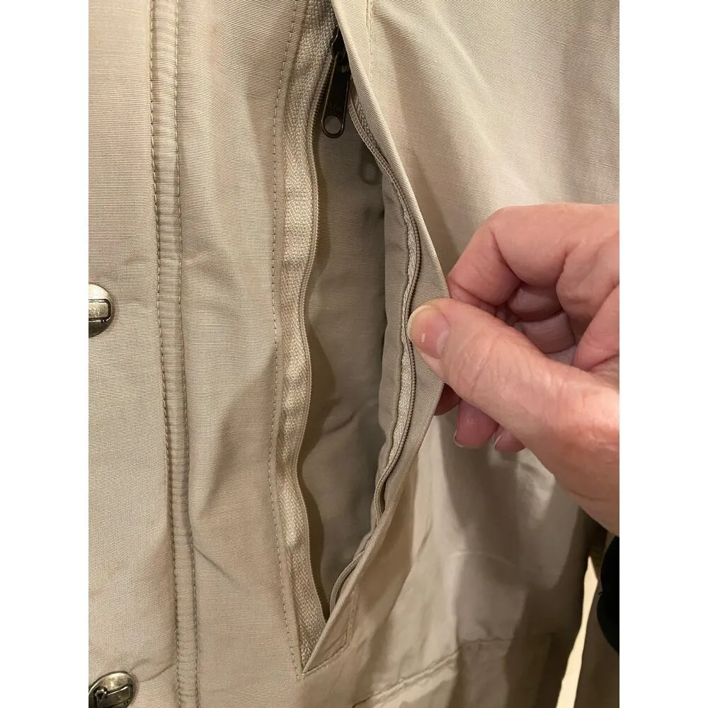 Woolrich  Vintage Light Jacket Womens Size Large Beige Hooded wool blend lined - Image 5