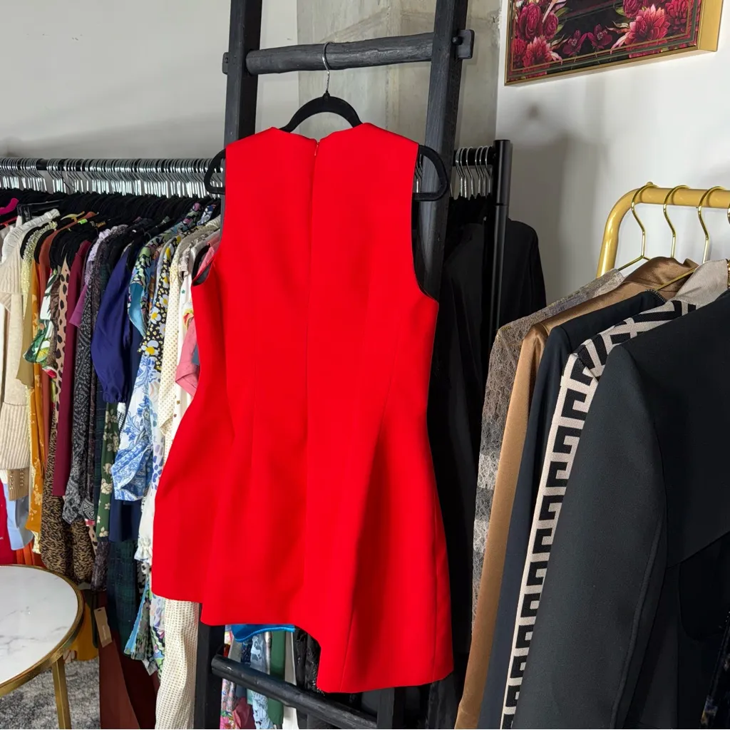 ZARA  Red Structured Sleeveless Mini Dress - Image 10