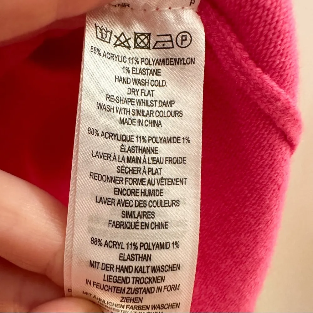 French Connection Babysoft Crew neck Jumper Sweater Bright Prosecco Pink sz LG - Image 5