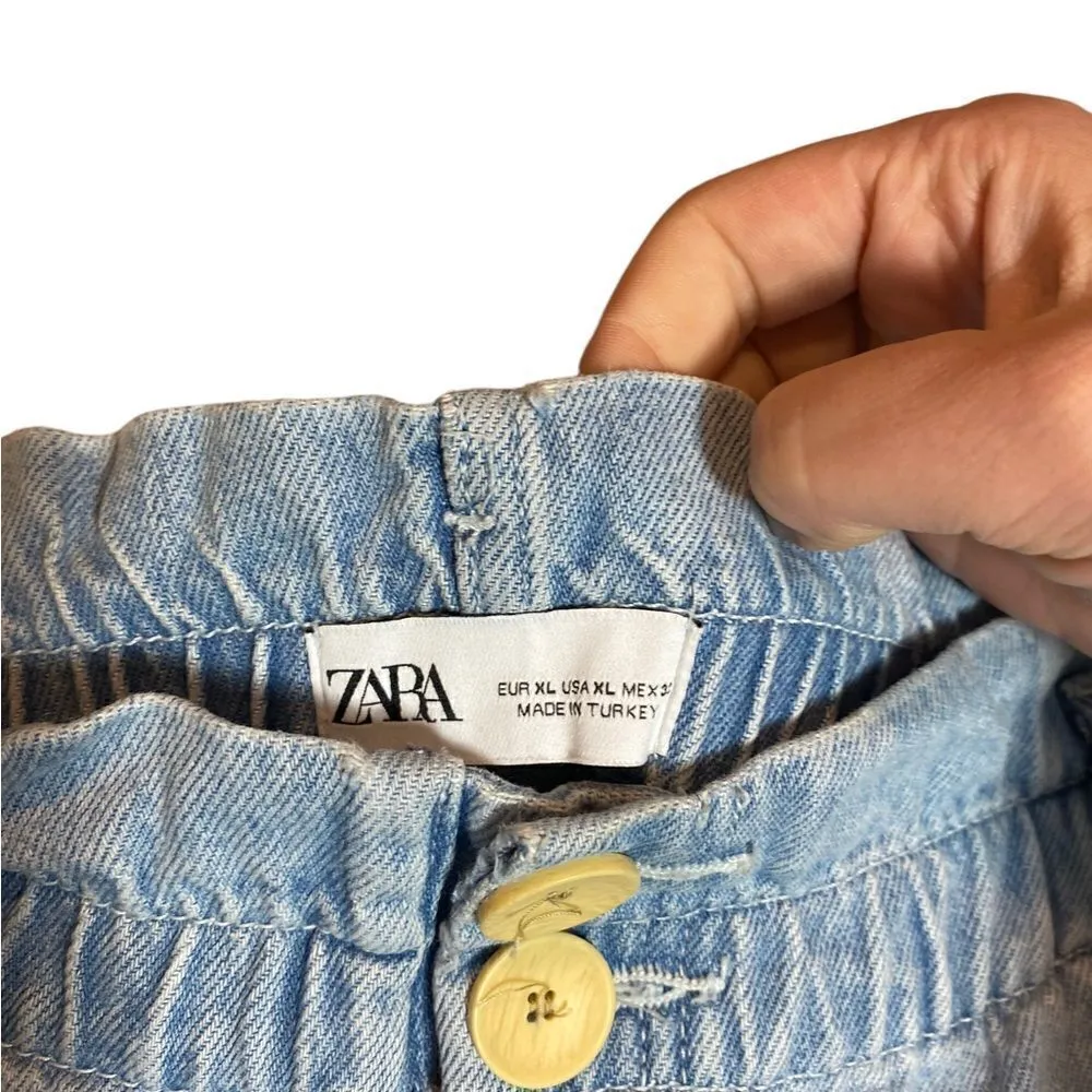 Zara straight leg paper bag waist jeans - Image 3