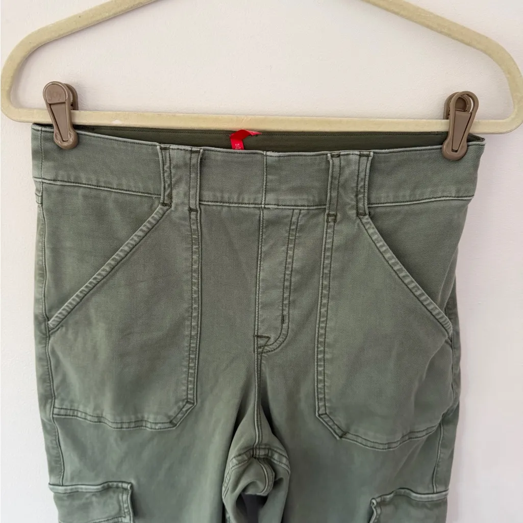 SPANX pants women large green stretch twill ankle cargo skinny leg - Image 3