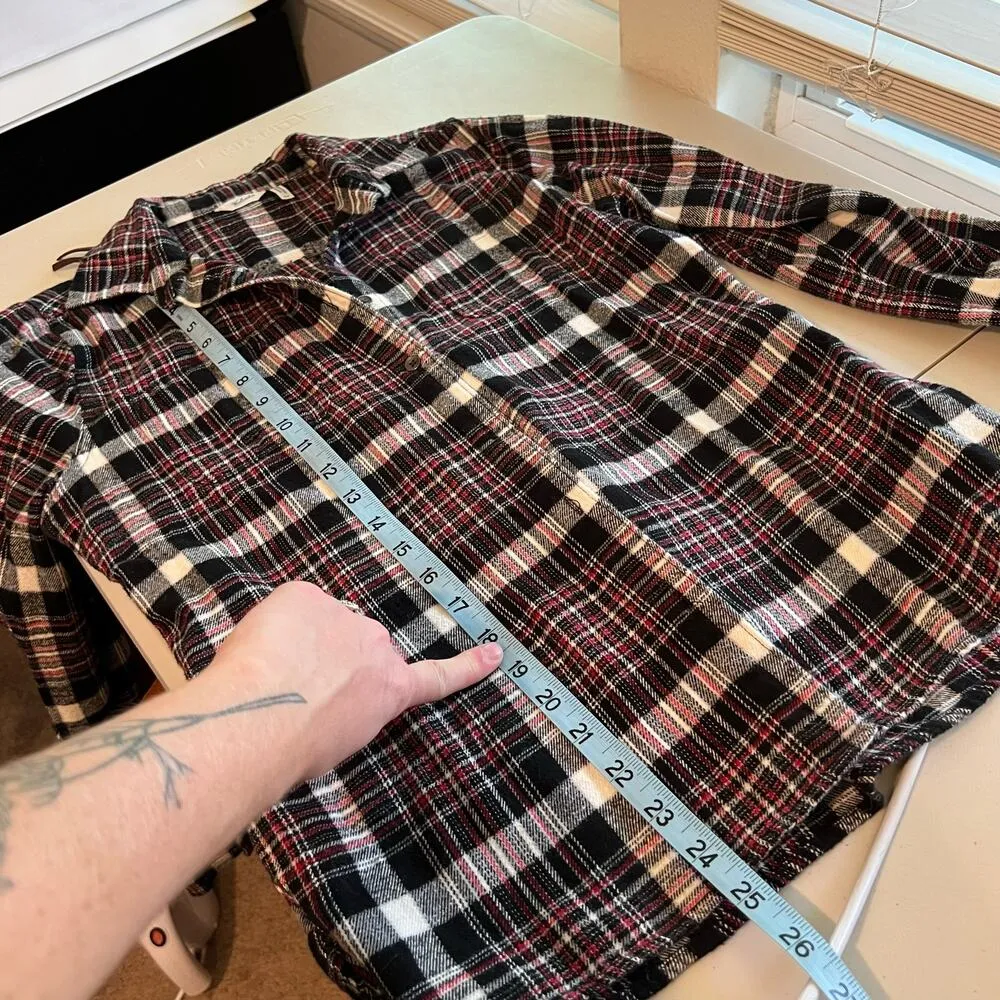 Woolrich Black & Red Cotton Checkered Plaid Print Button Front Long Sleeve Shirt - Image 11