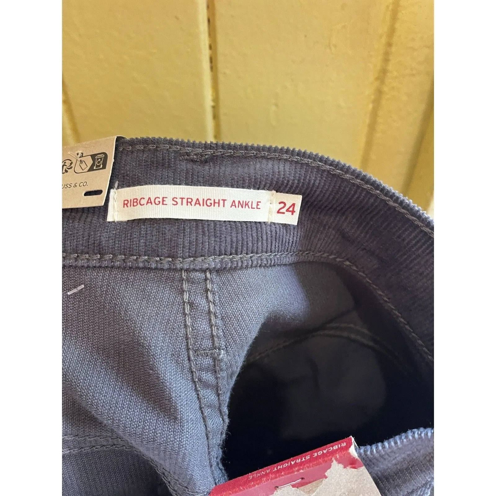 Levi's Ribcage Straight Ankle Jean 24x27 Gray Corduroy High Rise Minimalist New - Image 9