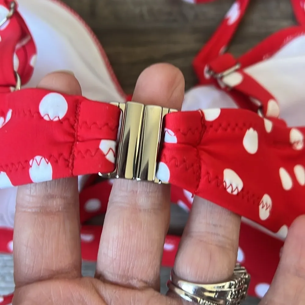 Cupshe Women’s Red Polka Dot Cut Out Bikini Top Size Small 🟢 - Image 5