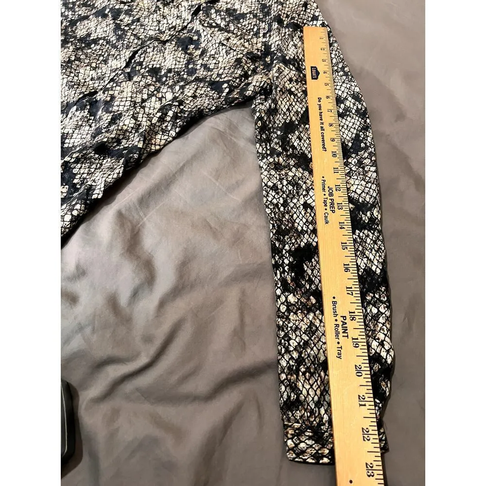 Theory dress size 4 snakeskin print tan/black 100% silk long sleeves mafia wife - Image 5