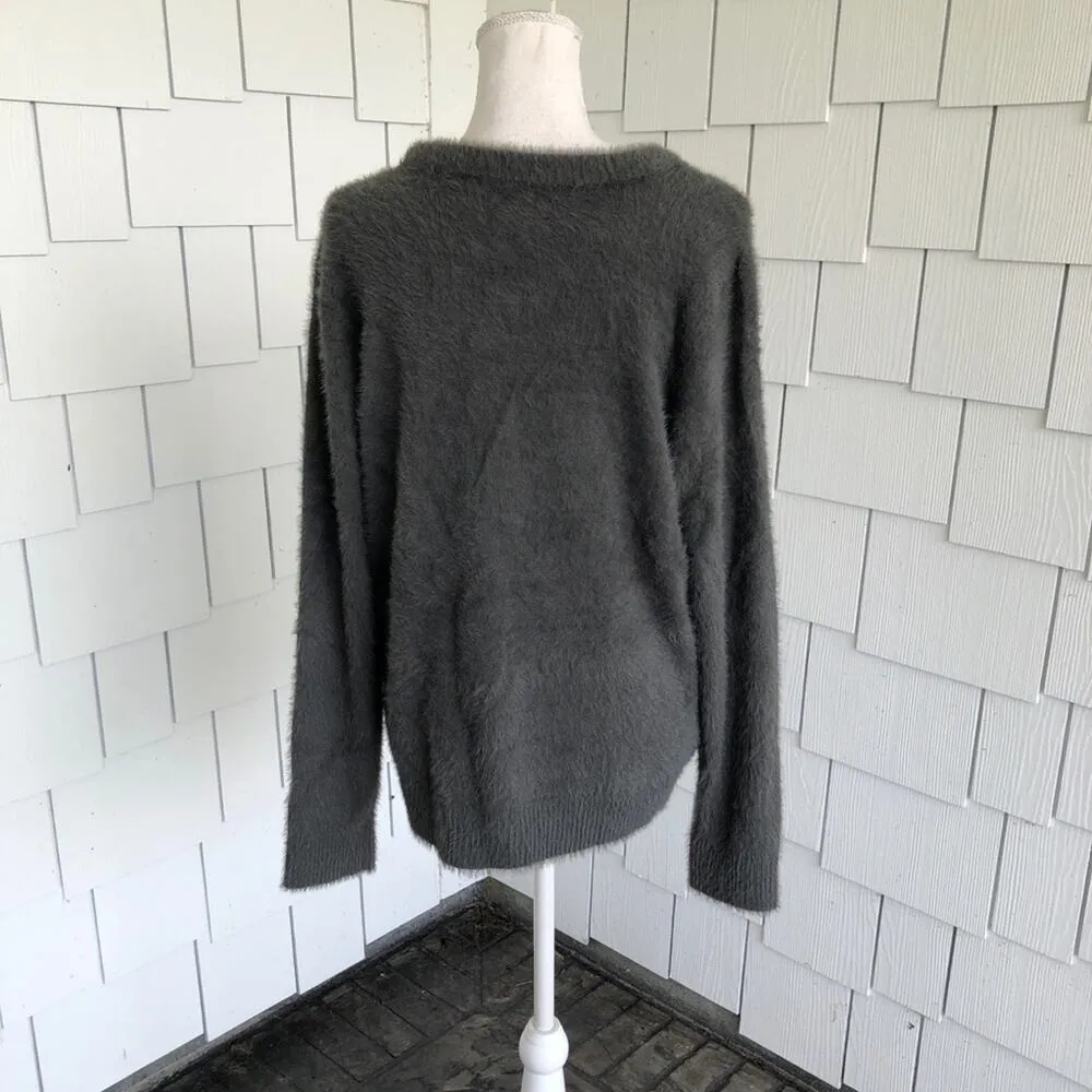 Lucky Brand Women's Magnet Gray Long Sleeve Crew Neck Eyelash Knit Sweater sz S - Image 3
