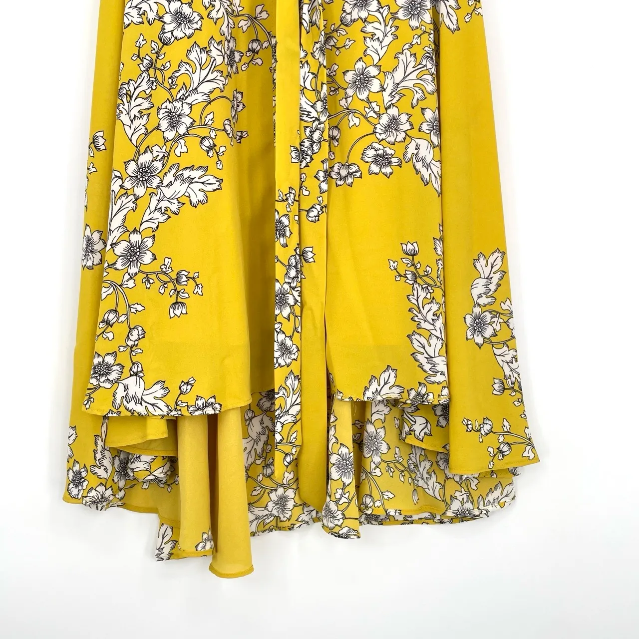 Nanette‎ Lepore Womens Yellow Floral Sleeveless Collared Pleated A-Line Dress 10 - Image 9