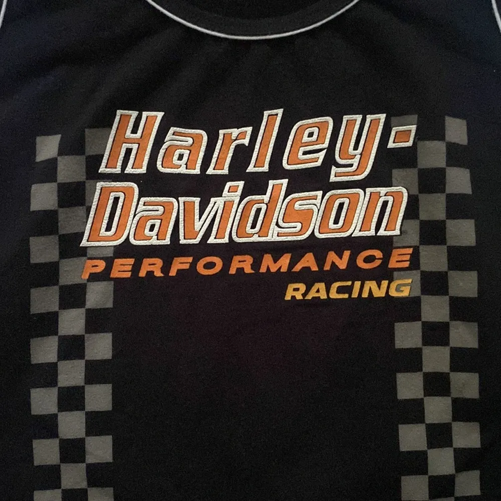 Vintage Y2K Harley-Davidson motorcycle racing logo halter tank top, size medium - Image 3