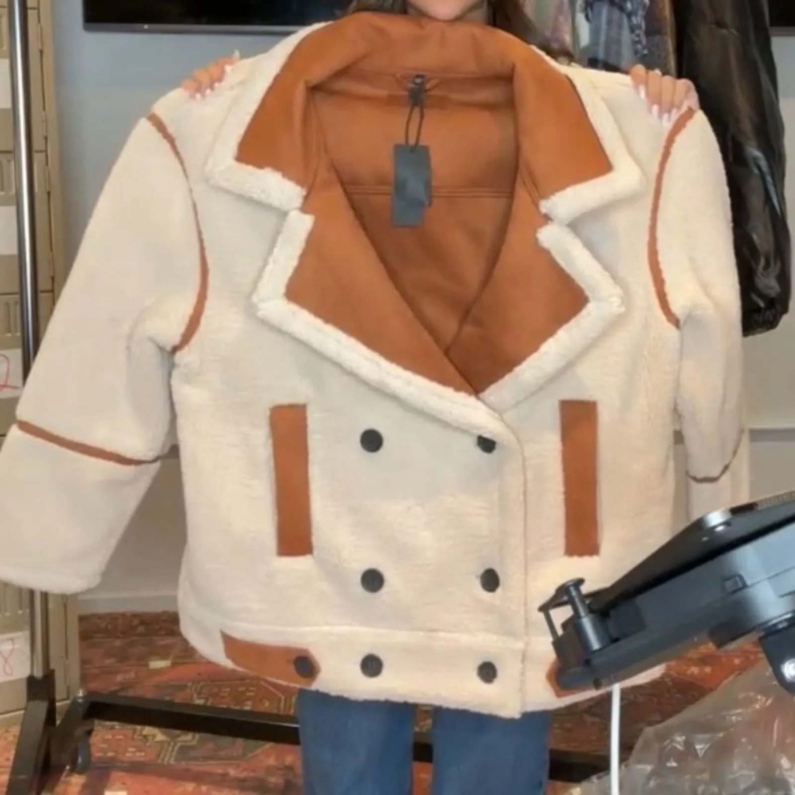 BLANK NYC Out of Town Long Sherpa Bonded Jacket, Size L, New with Tag - Image 15