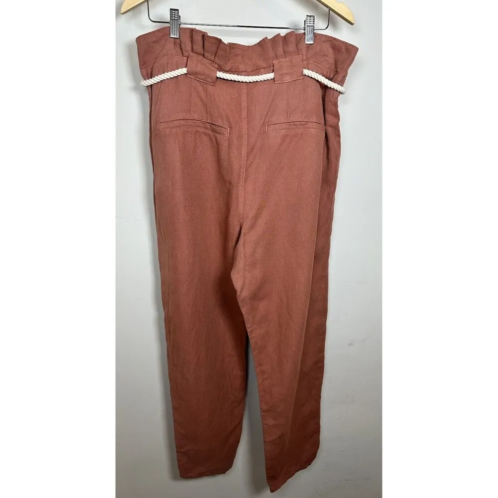NWT Veronica Beard Karter Paperbag Linen Blend Casual Crop Pants Size 14 - Image 6
