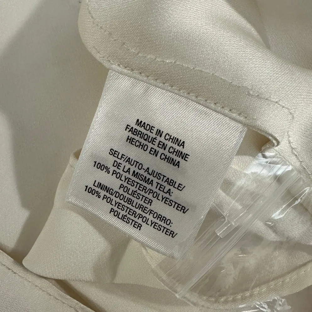 Favorite Daughter Nita Long Sleeve Cream Satin Maxi Dress size Large Damaged - Image 10