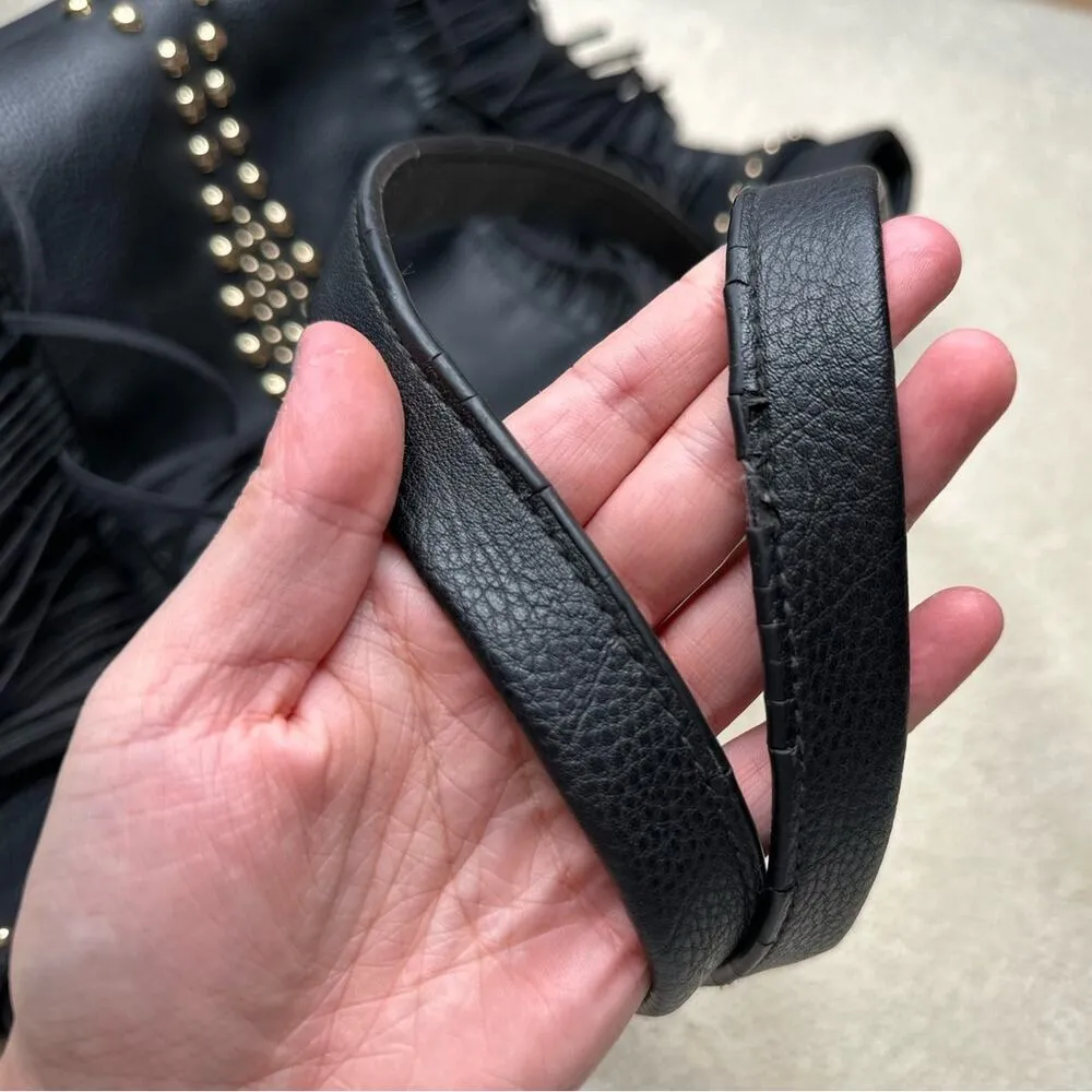 Big Buddha: Gold Riveted Black Fringed Oversized Tote - Image 7