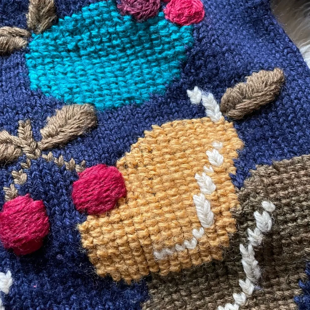 Vintage fruity chunky knit cardigan by Allen Solly in Nottingham, England Blue Size M - Image 6