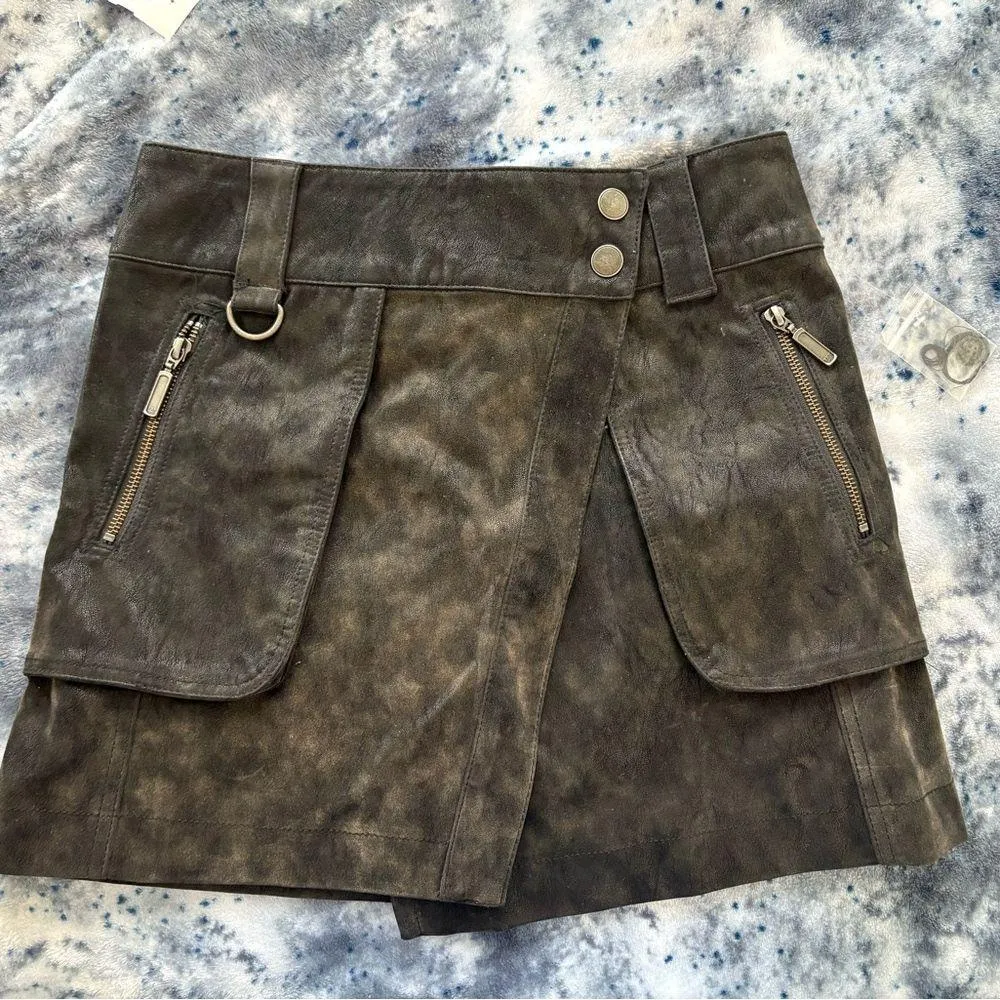 Free People Faux Leather Skirt with Zipper Details - Image 7