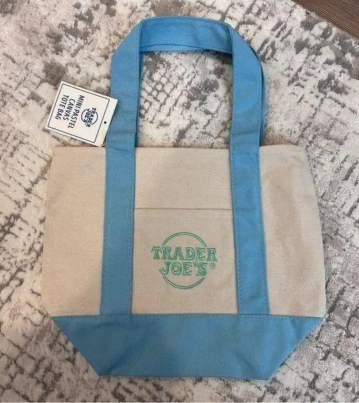 Trader Joe's Pastel Mini Canvas Tote Bags NWT 2025 LIMITED EDITION NWT blue - Image 1