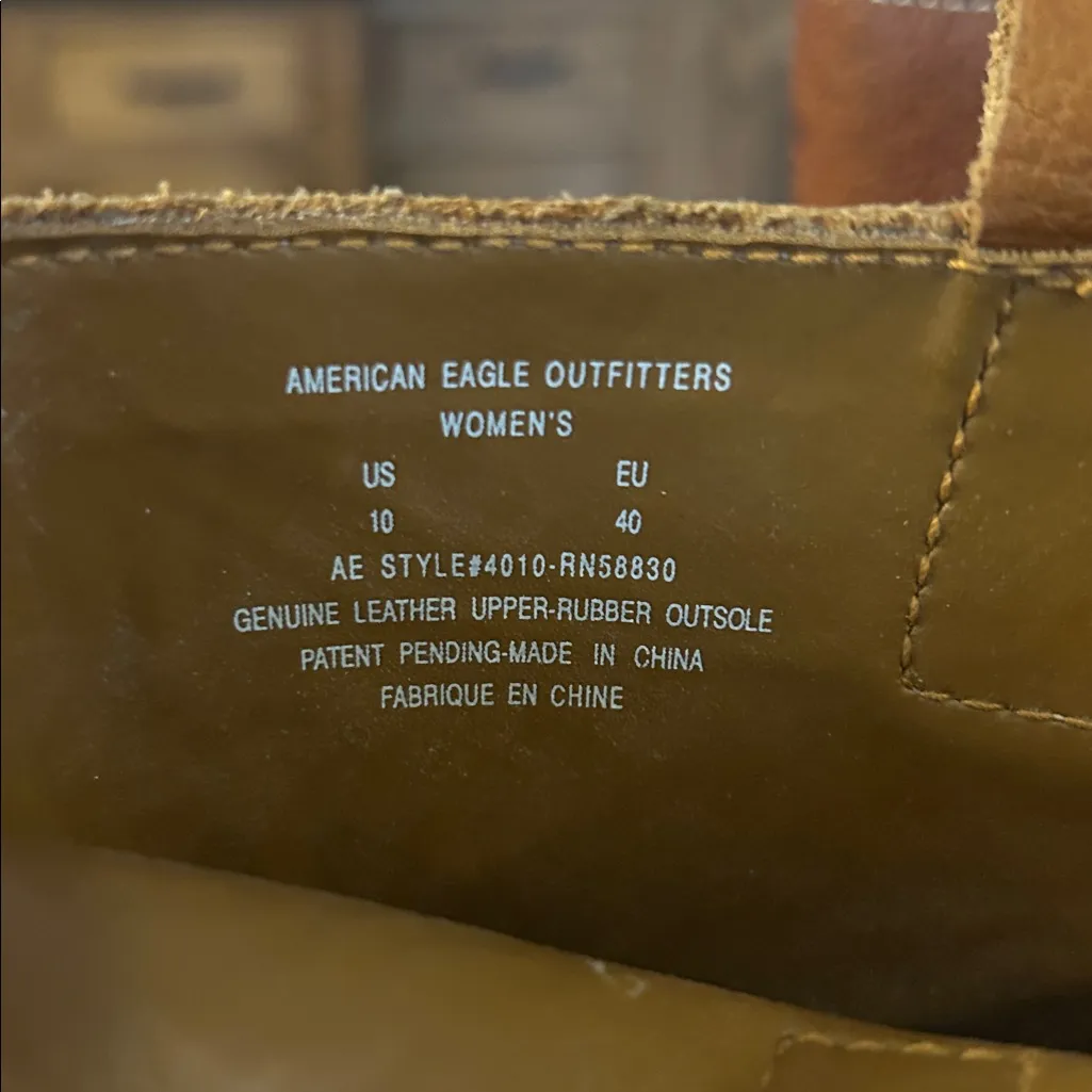 American Eagle Y2K 2000s Leather Chunky Heel Campus Moto Tall Boots 10 - Image 8