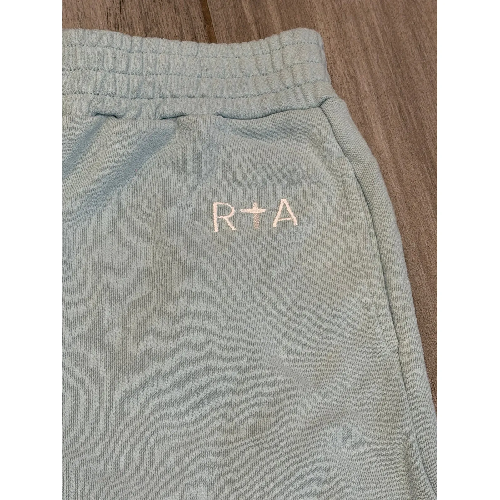 RTA Jogger Women S Light Blue Sweatpants Embroidered Logo Taper Leg Casual Pants - Image 5