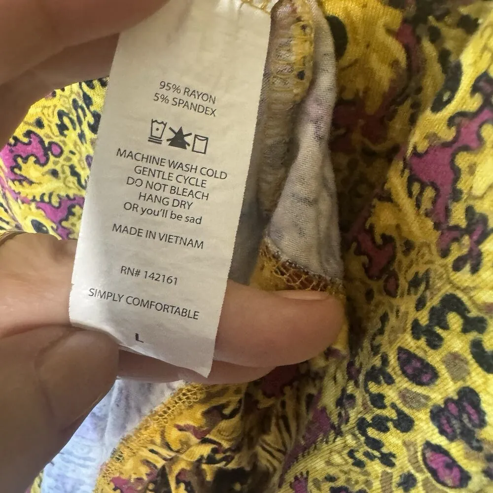 LuLaRoe Irma Tunic Top Yellow Fuschia Pink Womens Oversized T Shirt Size L - Image 5