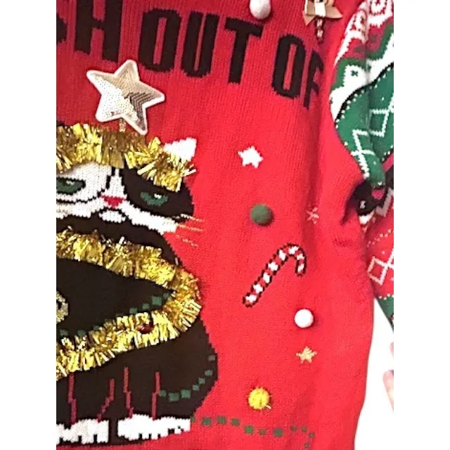 Ugly Christmas Sweater Party‎ Juniors XXXL (21) Grumpy Cat Tinsel Candy Cane Fun - Image 12