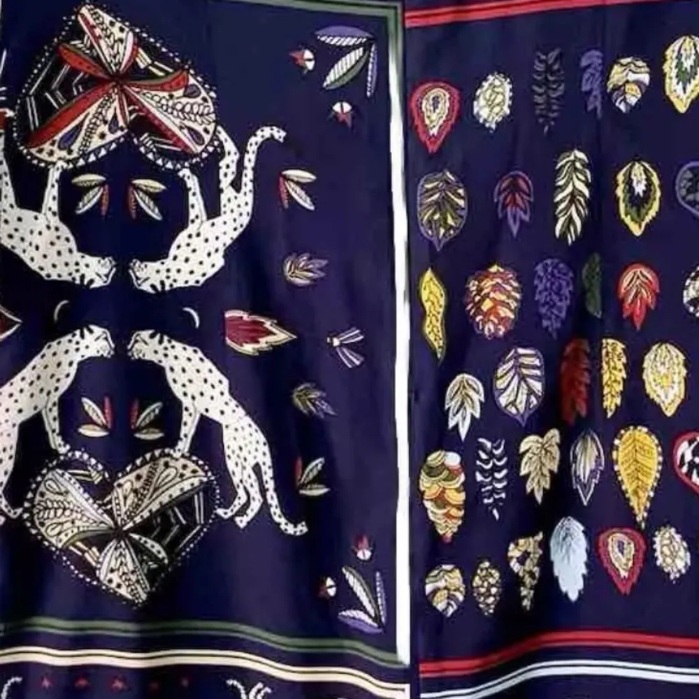 Vilagallo Silk Shift Dress Leopard Floral Print Size 38 U.K. 10, USA 8 Medium M Blue - Image 3