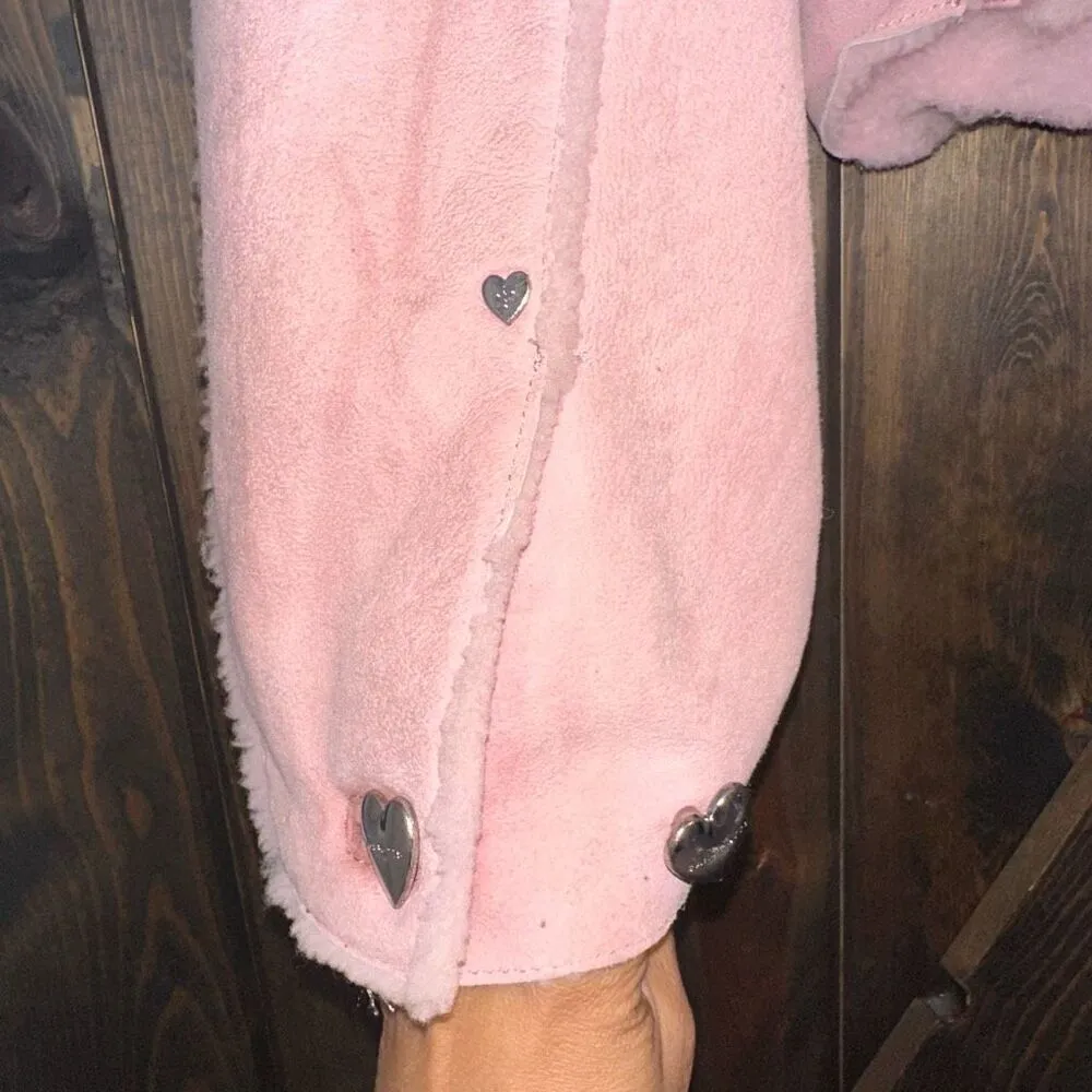 Saks Potts Kahlo Genuine Shearling Lambskin Coat Pink Size M - Image 9